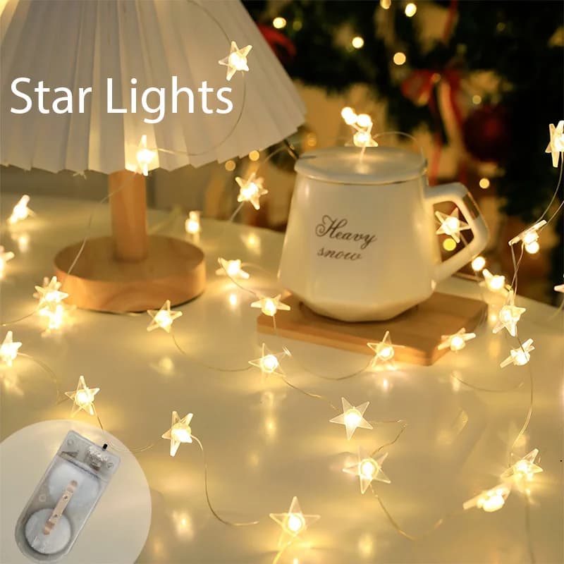 4M LED Fairy Light CR2032 Battery power Holiday Lighting Star String Garland Decoration For Wedding Bedroom Party Gift Ornament
