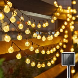 Solar 5/7/12m Outdoor LED Crystal Globe String Light Fairy Light for Garden Wedding Christmas Home Room 2025 Ramadan Decoration