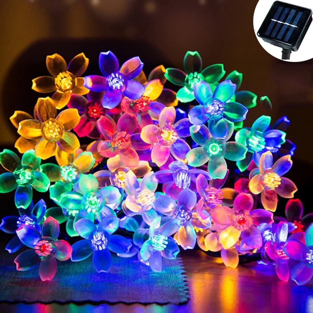 20/50/100/200LED FlowerSolar Garden Light Outdoor String Lights Waterproof Fairy Simulation Floral Garlands Christmas Decoration