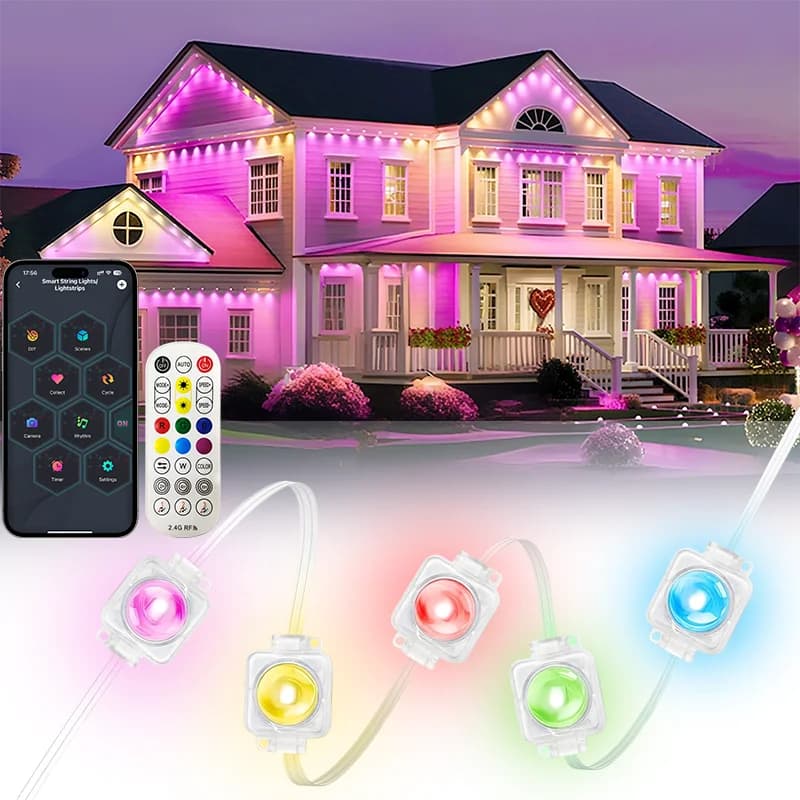 150FT LED Eave Lights Smart Permanent Outdoor Lights with App/Remote Control DIY Scene Waterproof for Christmas House Roof Decor