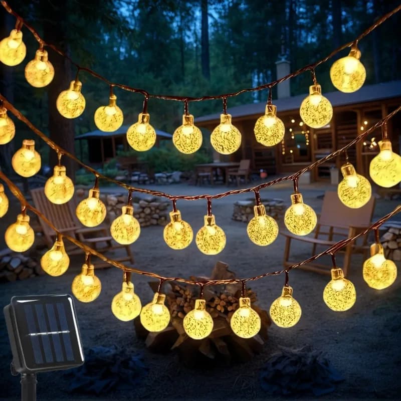 Outdoor Solar Crystal Globe Lights 8 Modes Xmas Waterproof Crystal Balls Lamp for Patio Wedding Halloween Christmas Tree Decor