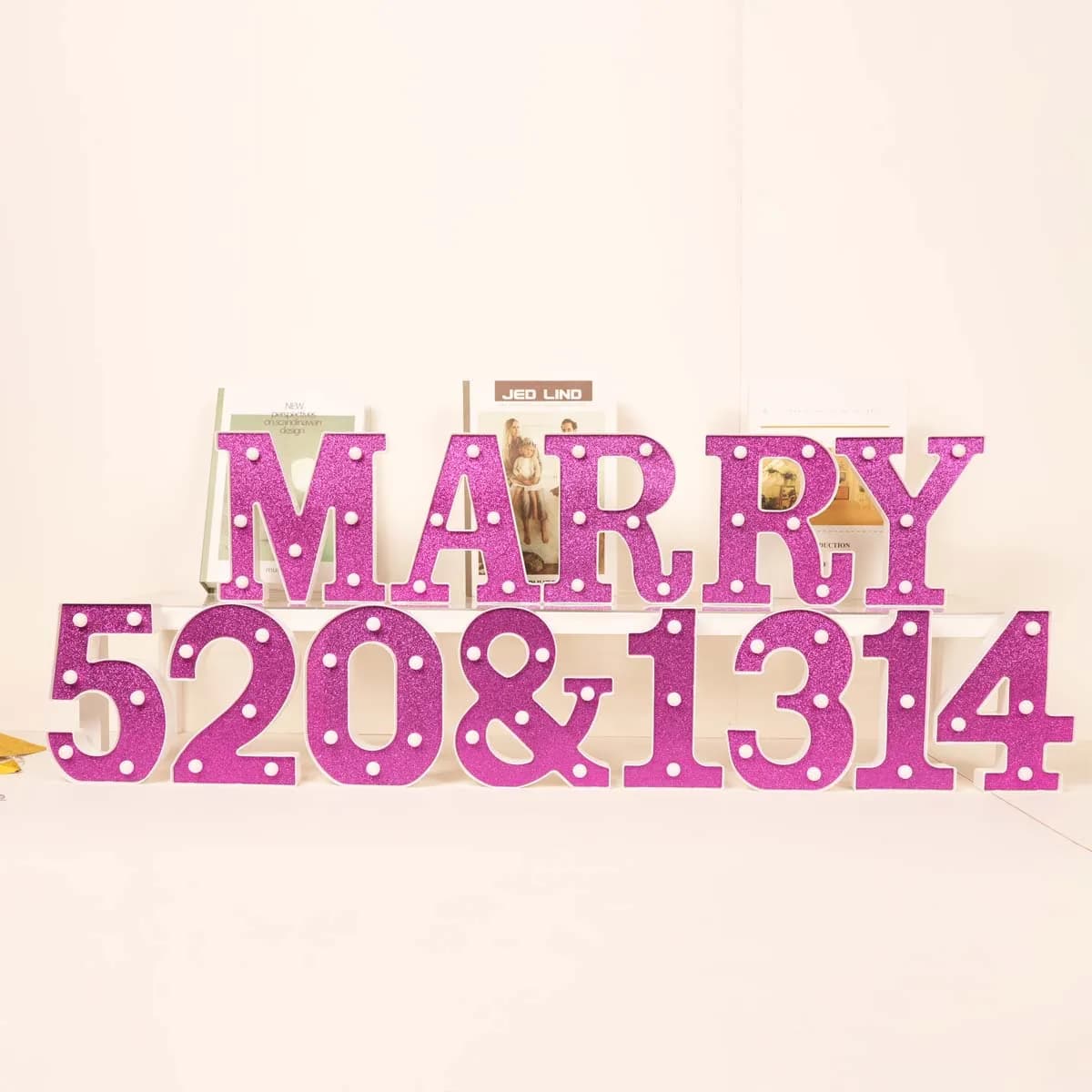 1pc Purple Glitter LED Letter Light - Battery Powered, Decorative Night Lamp For Wedding Proposal, Birthday, And Photo Props