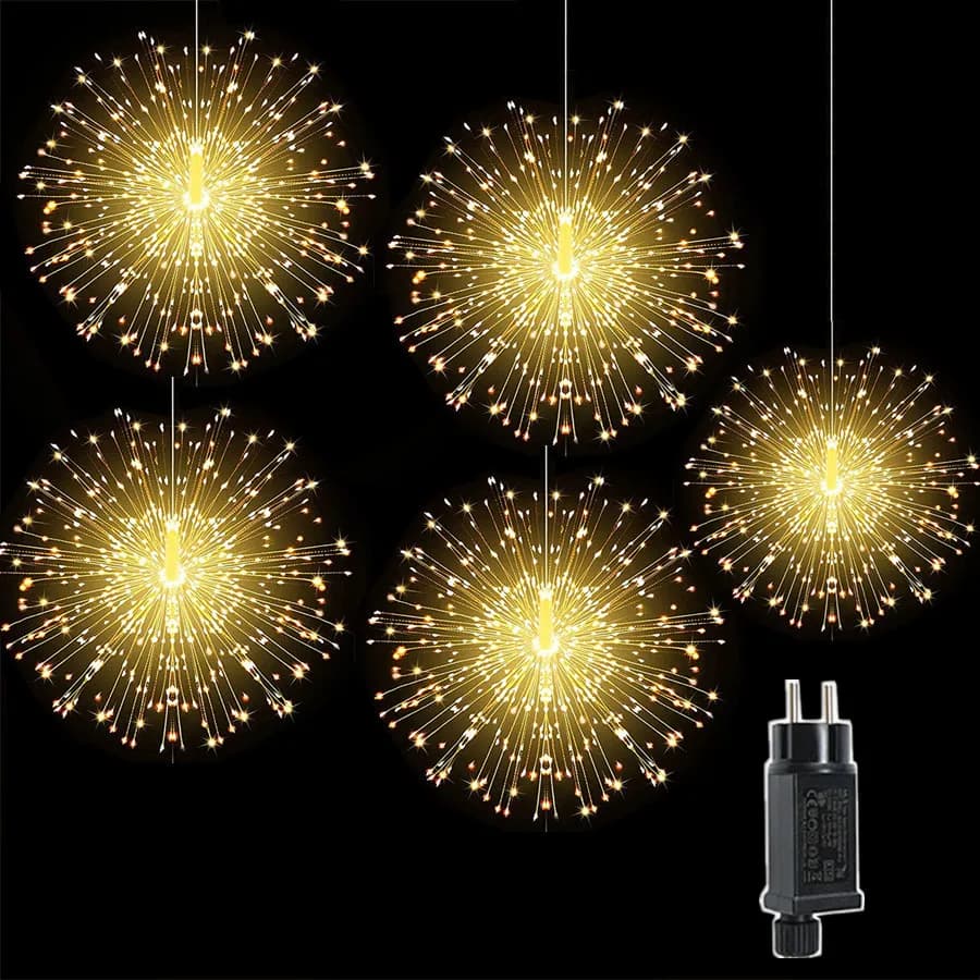 Romantic 10 IN 1 1200LEDs Dandelion String Lights Garland Outdoor Christmas Firework Fairy Lights for Garden Party Bedroom Decor
