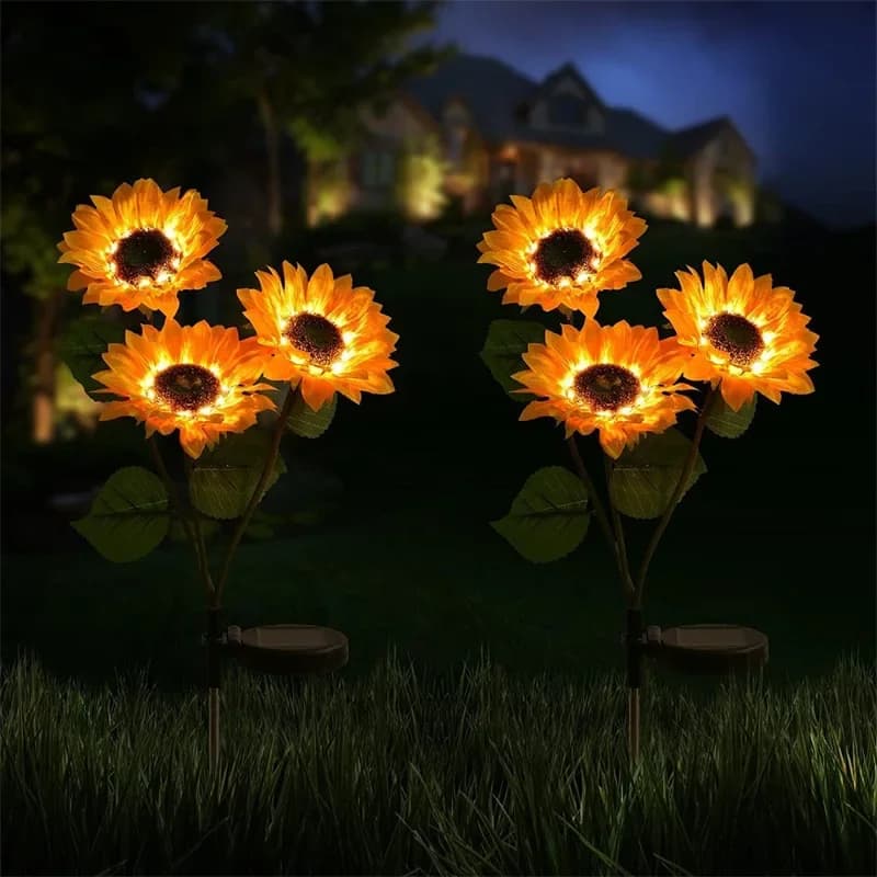 Sunflower Solar Lights Outdoor with 3LED/1LED Sunflower Yellow Flower Lights for Home Yard Villa Lawn Garden Pathway Decoration