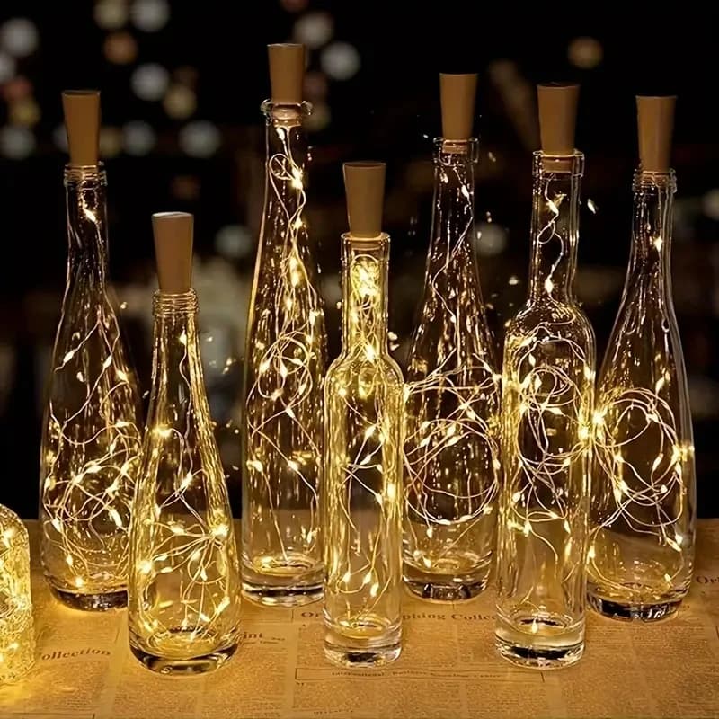 1PC 20 LED Wine Bottle Cork Copper Wire String Lights 2M Battery Powered Fairy Lights Christmas Valintine DIY Decoration