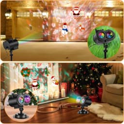 Halloween Christmas Projector Lights Outdoor 16 HD Slides, 2 in 1 Water Wave Lamp with Color Patterns, Timer & Remote for Party