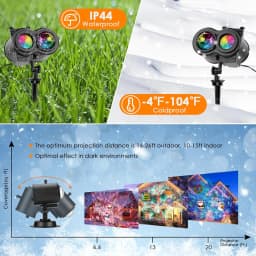 Halloween Christmas Projector Lights Outdoor 16 HD Slides, 2 in 1 Water Wave Lamp with Color Patterns, Timer & Remote for Party