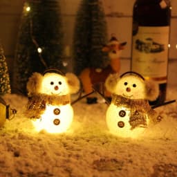 Christma Snowman Ornament with Built-in Light Plush Snowman Doll Night Light Table Decoration Set Battery Christmas Gift