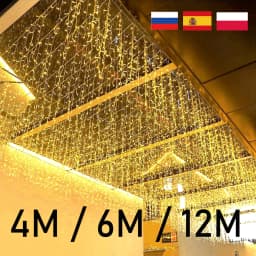 4M-12M LED Icicle String Lights Fairy Curtain Birthday Lights Garland For Outdoor Garden Party Home Street 2025 New Year Decor