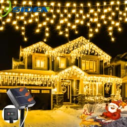 Solar Christmas Eaves Lights String Outdoor Waterproof Icicle Lights 8 Modes for Eaves Yard Party Indoor Holiday Decoration