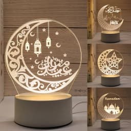 3D Moon Castle Acrylic LED Night Light Eid Mubarak Festival Ornaments Islamic Muslim Party Supplies 2025 Ramadan Home Decoration