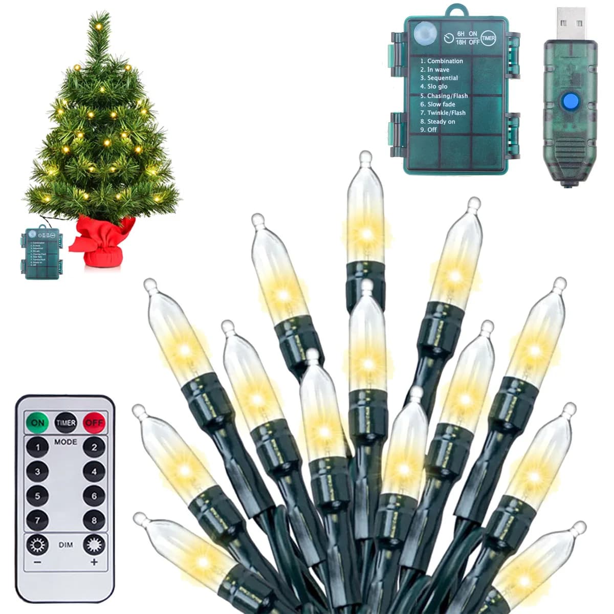 10M 100LED Fairy Lights String Remote USB Christmas Tree Lights For New Year Party Garden Terrace Garland Christmas Decoration