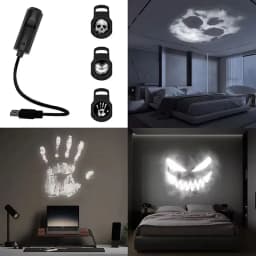 Halloween USB Projection Night Light Skull 6 Patterns Design LED Projector Lamps Wall Ceiling Decor Holiday Party Ambient Lights