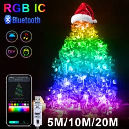 Wireless Bluetooth APP Control Pixels USB LED String Fairy Light Smart WS2812 Addressable Dream Color RGB Christmas Decor Lights
