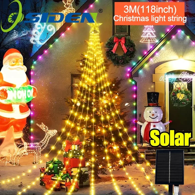 3M/2M Outdoor Christmas Decoration Light String IP67 LED Starry String Lights with Pentagram for Home Party Holiday Lighting