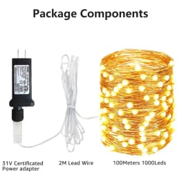 100M 1000LED Warm White Fairy Lights Outdoor Waterproof Bendable Indoor Christmas Holiday Party Wedding Garden Decoration