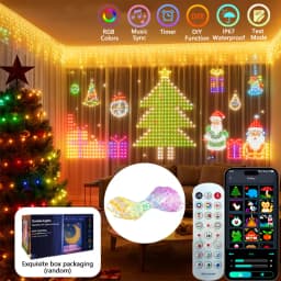 LED Smart Curtain Lights RGBIC String Lights USB Charging App Control DIY Pattern Music Sync for Bedroom Outdoor Party Lighting