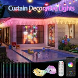 1.6x1.6m 3x3m 400 LEDs Smart IP65 Waterproof Curtain Lights APP Controlled Christmas Outdoor Decorative Lights