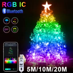 10M 20M RGBIC Dream Color LED Copper Wire String Lights 5M USB Fairy Lights Bluetooth Colorful Wedding Christmas Tree Decor Lamp
