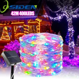 Solar Silver Wire Light String Halloween Christmas Weddings Parties Outdoor Waterproof Eaves Decorations Fairy String Lights