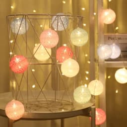 20LED Cotton Balls String Lights Garland Fairy Street Lights Christmas Decorations for Home Outdoor Wedding Garden Patio Lights