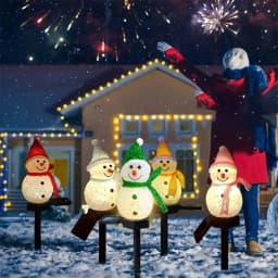 1pc Christmas Snowman Pathway Lights Solar Outdoor Snowman Stakes Lights For Home Patio Yard Garden Park Porch Street Xmas Decor