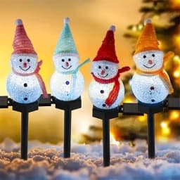 1pc Christmas Snowman Pathway Lights Solar Outdoor Snowman Stakes Lights For Home Patio Yard Garden Park Porch Street Xmas Decor
