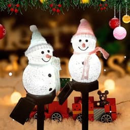 1pc Christmas Snowman Pathway Lights Solar Outdoor Snowman Stakes Lights For Home Patio Yard Garden Park Porch Street Xmas Decor