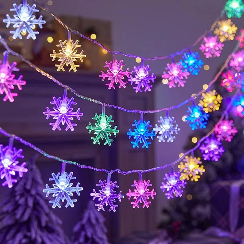 Snowflake Lights String LED Festoon Light Battery Christmas Tree Light Aesthetic Room Decoration Wedding Party New Year's Decor