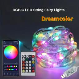 Smart RGB-IC Fairy String Light USB 5V Bluetooth APP Remote Control Addressable Christmas Curtain Garland Light Home Party Decor
