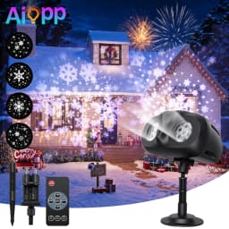 Double Head Outdoor Snow Projector Lamp Flexible Installation Rotatable Snowflake Projection Light Smart Timing Xmas Holiday Home Christmas Decoration