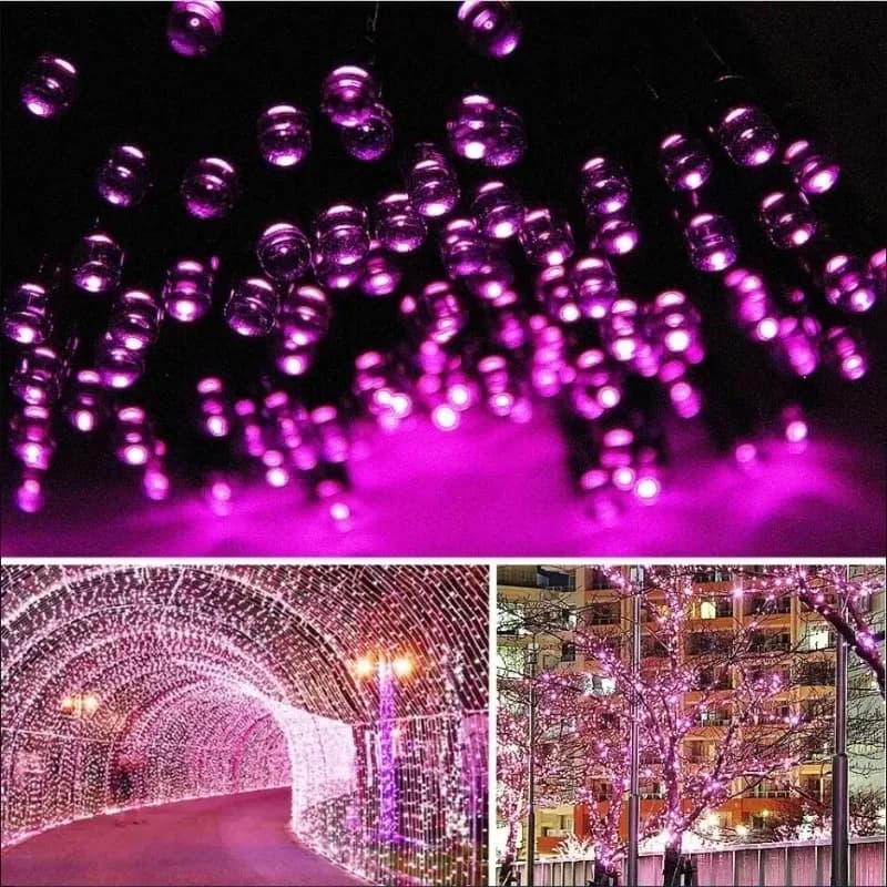 Outdoor Solar Garden Lights Warm White Purple LED Strip String Fairy Lights Solar Lamp Waterproof Garland Decor for Patio Yard
