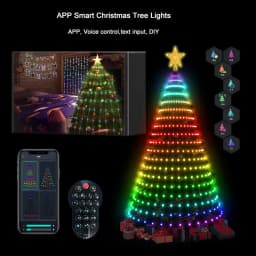 7FT 400LEDs Smart Christmas Tree Lights Fairy LED Lights with Star Topper DIY Color Changing App Remote for Christmas Tree Decor