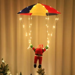 Parachute Lighting Fixture Santa Claus Hanging Deco Leather Wire Lamp Christmas Holiday Party Eaves Courtyard LED Light String