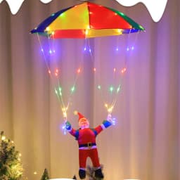 Parachute Lighting Fixture Santa Claus Hanging Deco Leather Wire Lamp Christmas Holiday Party Eaves Courtyard LED Light String
