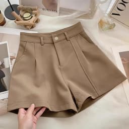 Casual Women A-Line Shorts Fashion Office Lady Commute Vintage Solid High Waist Short Pants Casual Streetwear Summer Trousers