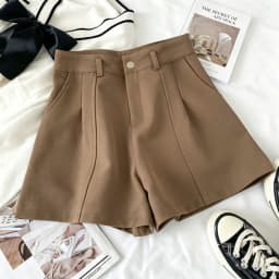 Casual Women A-Line Shorts Fashion Office Lady Commute Vintage Solid High Waist Short Pants Casual Streetwear Summer Trousers