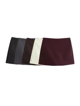 High Waist Solid Skort for Women Fashion Side Zipper Female Shorts Skirts Mujer