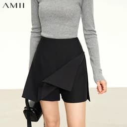 AMII Minimalism Casual Shorts Skirts Women High Rase 2026 Autumn New Fashion Commuter Lady Straight Blazer A-Line Skirt 12343035