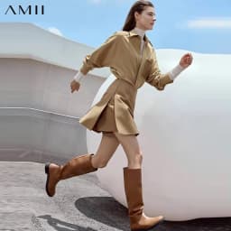 AMII Minimalism Casual Shorts Skirts Women High Rase 2026 Autumn New Fashion Commuter Lady Straight Blazer A-Line Skirt 12343035