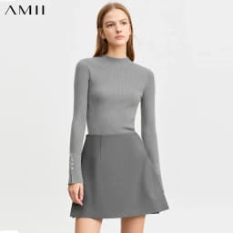 AMII Minimalism Casual Shorts Skirts Women High Rase 2026 Autumn New Fashion Commuter Lady Straight Blazer A-Line Skirt 12343035