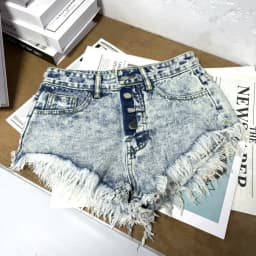 Fashion Denim Shorts Women's Streetwear Bar Spicy Girl A-line Wide Leg Shorts Summer High Waisted Breasted Fringe Hot Pants