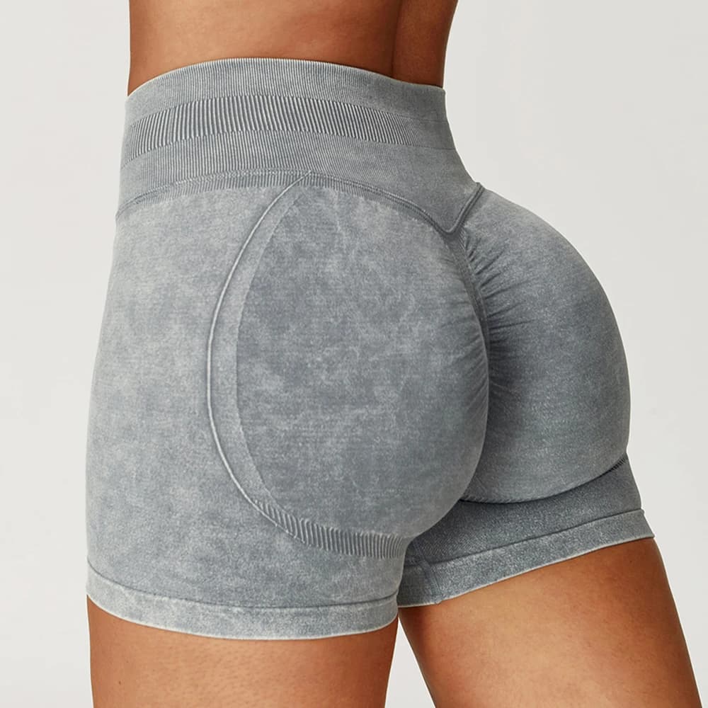 Fashionable Sexy Seamless Sand-Washed Yoga Shorts High-Waisted Hip-Lifting Shorts Tight Running Sports Fitness Yoga Pants Women