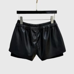 HKSH Summer New Women Dark Style Shorts PU Leather Drawstring Elastic Waist Fashion Punk Streetwear Trendy Chic Hot Pants HK9436