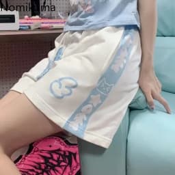 Shorts for Women's Kawaii Women Clothing Japanese Summer Short Pant Print Drawstring Casual Y2k Pantalones 2025 Fashion Bottoms