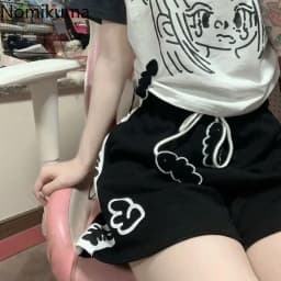 Shorts for Women's Kawaii Women Clothing Japanese Summer Short Pant Print Drawstring Casual Y2k Pantalones 2025 Fashion Bottoms