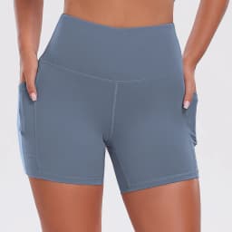 Summer Solid Color Yoga Shorts With Pockets Quick Drying High Waisted Gym Push Up Yoga Shorts For Woman Breathable Workout Short