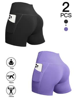 Summer Solid Color Yoga Shorts With Pockets Quick Drying High Waisted Gym Push Up Yoga Shorts For Woman Breathable Workout Short