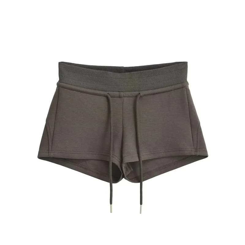 Black Mini Shorts For Woman Summer Clothes 2024 Low Rise Shorts Knitted Korean Fashion Shorts Low Waist Buttoms With Drawstrings