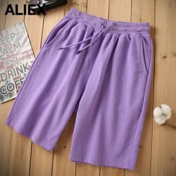 100% Cotton Women's Shorts Hot Pants,Sports Shorts Plain Bottoms,Knee-length Casual High Waisted,Korean Style Women Loose Short